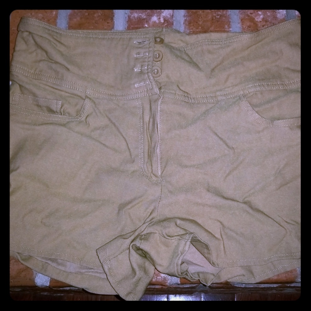 High waisted khaki shorts